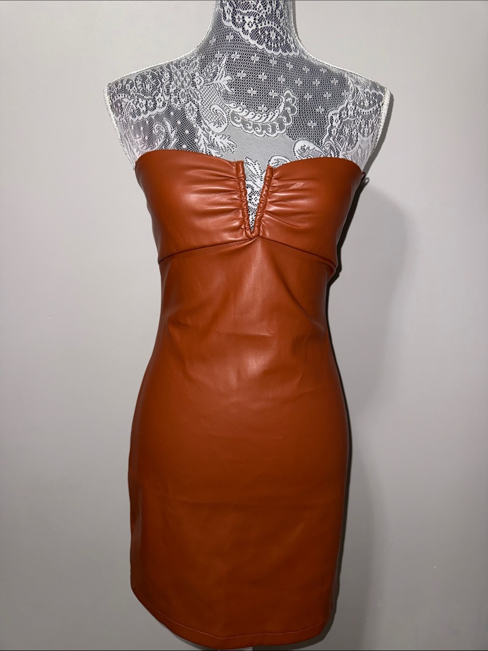 KIRIOUS Los Angeles Faux Leather strapless dress